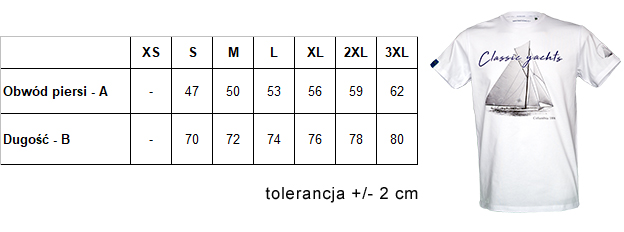 Tabela rozmiarów koszulek żeglarskich Navinations – jak dobrać idealny rozmiar koszulki marynistycznej