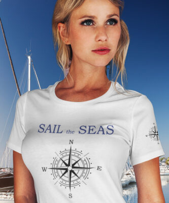 Koszulka damska Sail the Sea – żeglarski design, 100% bawełna organiczna