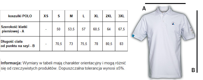 tabela rozmiarów koszulek żeglarskich polo Navinations