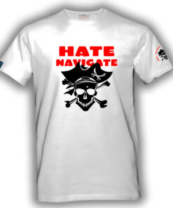 Cała koszulka Real Pirates z nadrukiem pirata i napisem „Hate Navigate”
