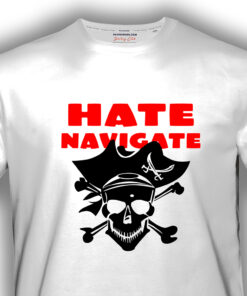 Koszulka Real Pirates z dużym nadrukiem czaszki i napisem „Hate Navigate”