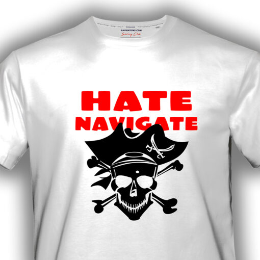Koszulka Real Pirates z dużym nadrukiem czaszki i napisem „Hate Navigate”