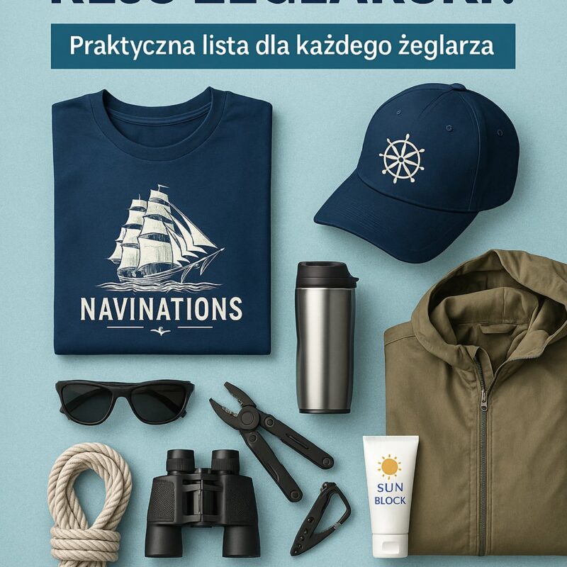 Infografika przedstawiająca listę rzeczy na rejs żeglarski: odzież, akcesoria, dokumenty – polecane przez NavinationsInfografika przedstawiająca listę rzeczy na rejs żeglarski: odzież, akcesoria, dokumenty – polecane przez Navinations