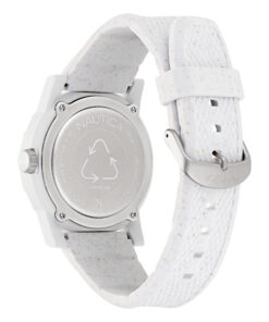 Nautica NAPATS302 – stalowy dekiel, biały pasek i klamra z logo, WR 50 m