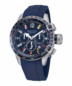 Nautica NAPBFF106 BFC Chronograph – granatowy pasek silikonowy, tarcza z flagami, WR 100 m