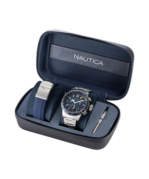 Nautica NAPBFF106 Box Set – etui z zegarkiem na bransolecie, dodatkowym paskiem i narzędziem (ujęcie 3/4)