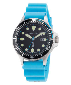 Zegarek żeglarski Nautica NAPCBS305 Solar – czarna tarcza, bezel z podziałką, niebieski pasek, data, WR 50 m