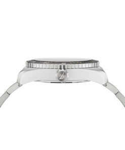 Nautica NAPKBS224 – profil koperty i koronki z logo, stalowa bransoleta, czarny bezel