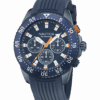 Zegarek żeglarski Nautica NAPNOF501 ONE Sporty – chronograf, granatowa tarcza i bezel, pomarańczowe akcenty, pasek silikonowy, WR 100 m