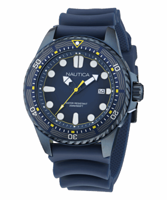 Zegarek żeglarski Nautica NAPSDF503 NCT Sea Dive – granatowy diver, bezel obrotowy, data, pasek silikonowy, WR 200 m