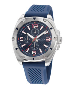Zegarek żeglarski Nautica NAPTCS224 Tin Can Bay – granatowa tarcza, 3 subtarcze (dzień tygodnia/24h/sekundy), pasek silikonowy, WR 100 m