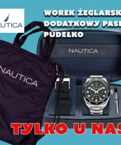 Zestaw żeglarski Nautica z zegarkiem, dodatkowym paskiem, workiem żeglarskim i eleganckim pudełkiem prezentowym