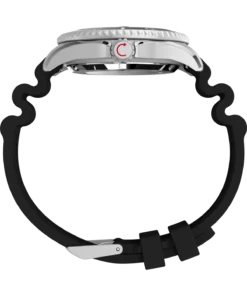 Timex Deepwater Automatic TW2Y40000 widok z boku – stalowa koperta i zakręcana koronka