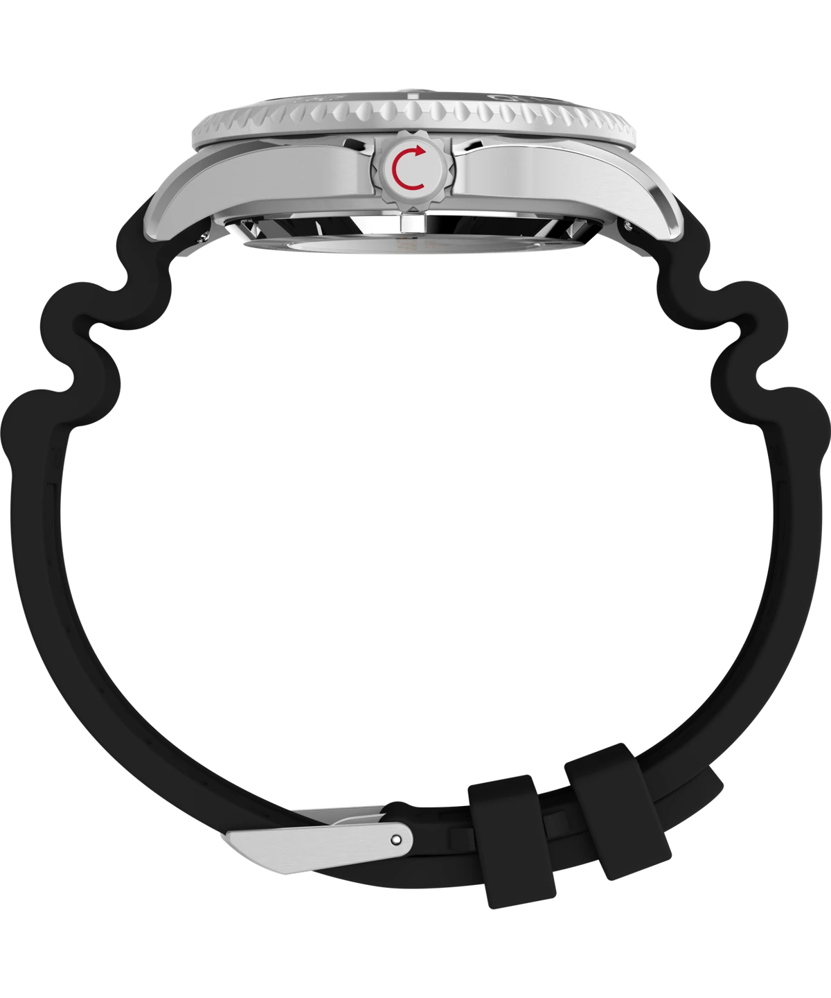 Timex Deepwater Automatic TW2Y40000 widok z boku – stalowa koperta i zakręcana koronka