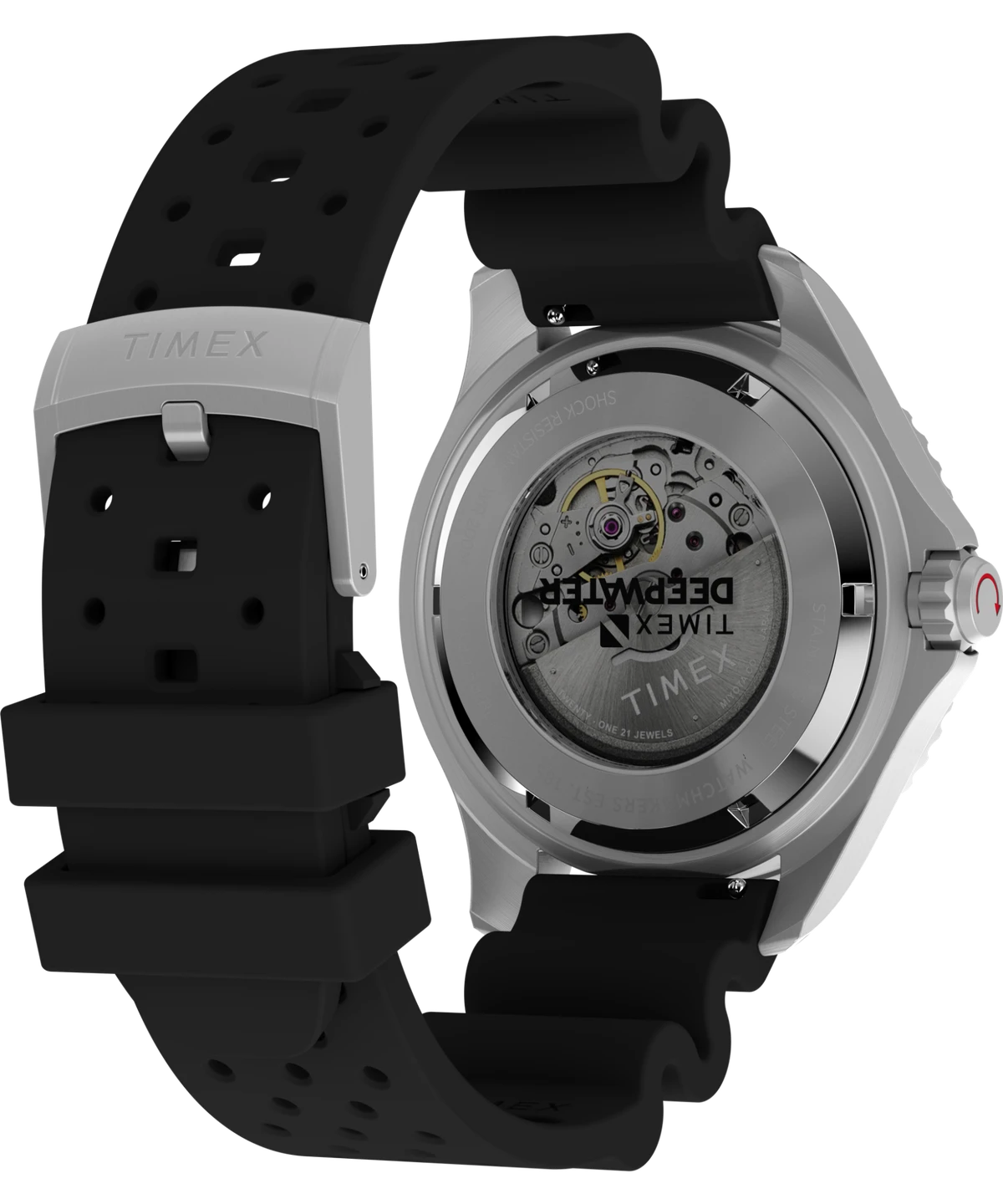 Zegarek Timex Deepwater Automatic TW2Y40000 – dekiel i mocowanie silikonowego paska
