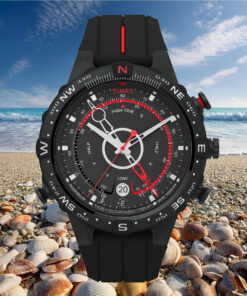 Zegarek żeglarski Timex Seria Expedition – tył koperty ze stali nierdzewnej i silikonowy pasek