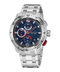 Zegarek żeglarski Nautica NAPNSF112 na stalowej bransolecie – widok frontowy
