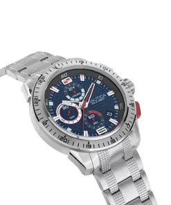 Zegarek Nautica NAPNSF112 z niebieską tarczą i stalową bransoletą – widok 3/4