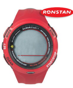 Ujęcie frontalne zegarka żeglarskiego Ronstan ClearStart RF4055 (50 mm). Zdjęcie podkreśla czytelność wyświetlacza oraz sportowy charakter zegarka regatowego dla żeglarzy.