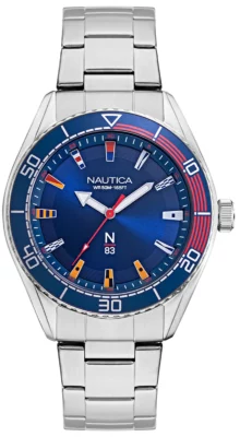 Zegarek żeglarski Nautica NAPFWS004 N83 Finn World – przód, stalowa bransoleta