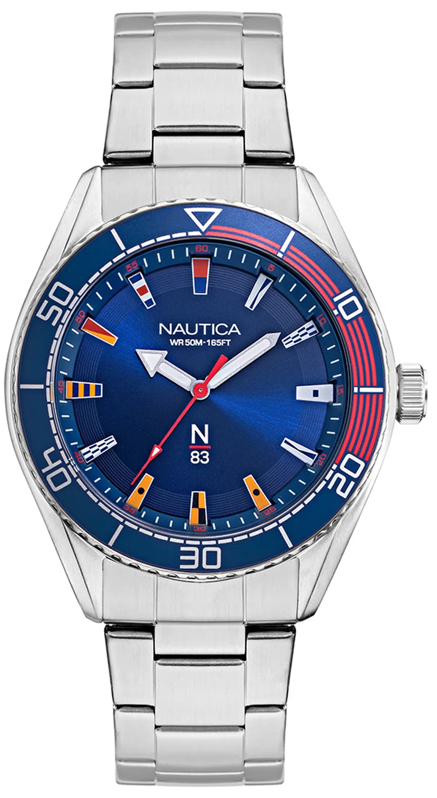 Zegarek żeglarski Nautica NAPFWS004 N83 Finn World – przód, stalowa bransoleta