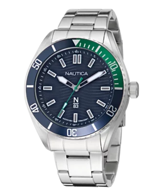 Zegarek żeglarski Nautica NAPFWS502 Finn World – bransoleta stalowa, przód