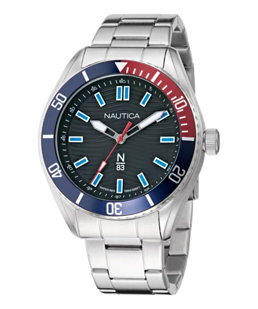 Zegarek żeglarski Nautica NAPFWS503 Finn World – stalowa bransoleta, przód