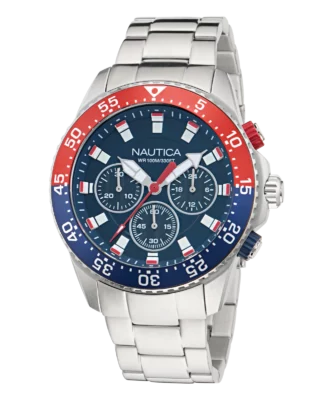 Zegarek żeglarski Nautica NAPNOF503 – chronograf, bransoleta stalowa, przód