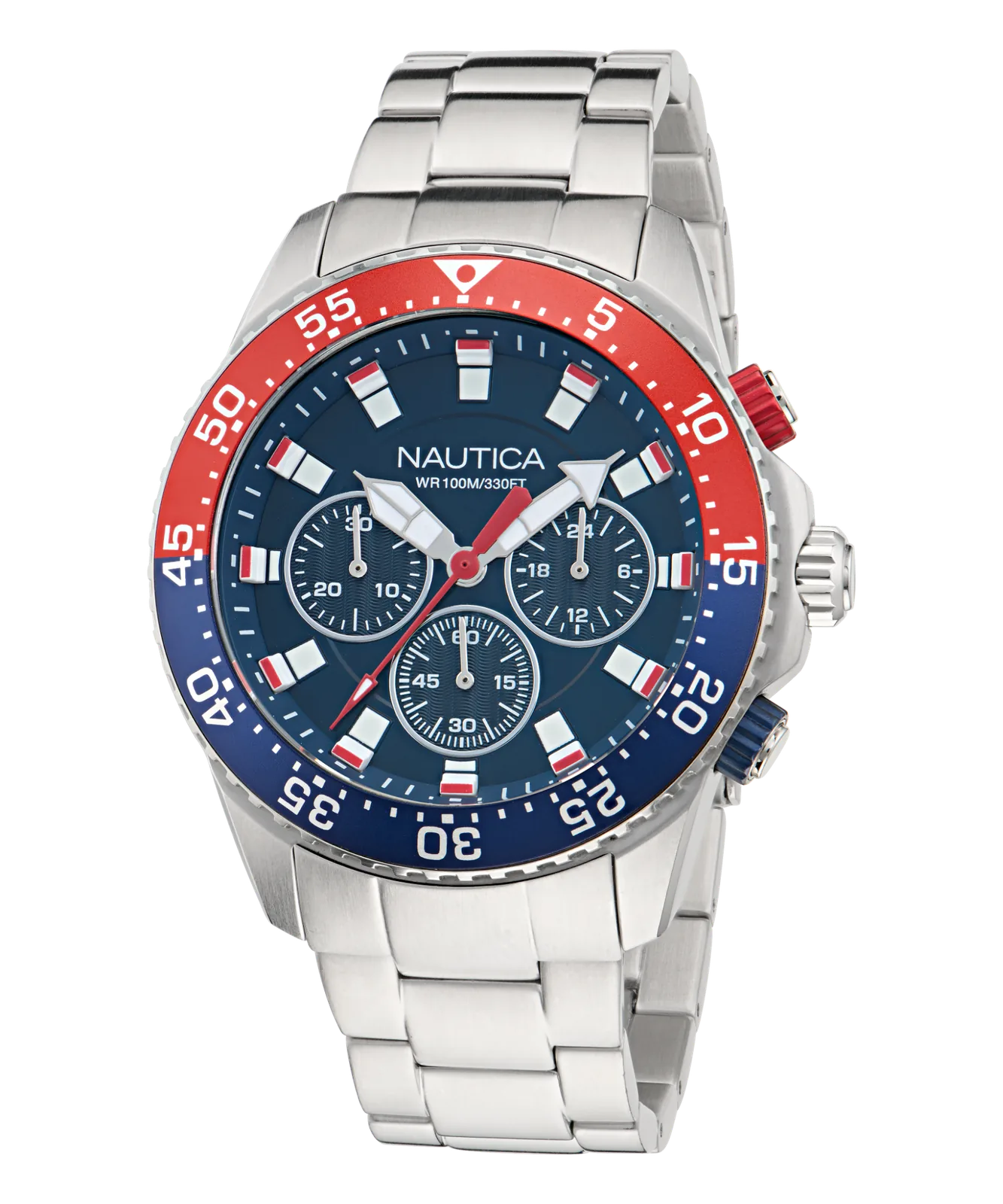 Zegarek żeglarski Nautica NAPNOF503 – chronograf, bransoleta stalowa, przód