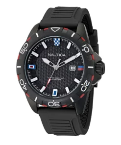 Zegarek żeglarski Nautica NAPNRS507 NSR – przód, czarna tarcza i data