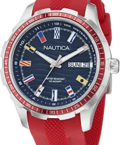 Zegarek żeglarski Nautica NAPNSF510 – day-date, czerwony pasek, przód