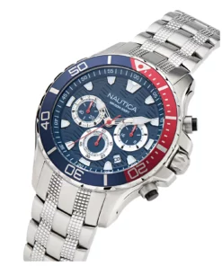 Nautica NAPNSS504 – ujęcie pod kątem, chronograf na bransolecie