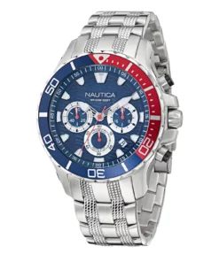 Zegarek żeglarski Nautica NAPNSS504 NST Chronograph – przód, stalowa bransoleta