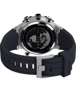 Timex Expedition Tide-Temp-Compass TW2V22100 – dekiel z mapą świata (zbliżenie)