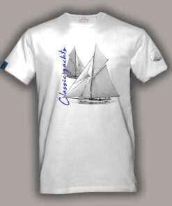 Biała koszulka żeglarska męska Classic Yachts Reliance 1903 – widok z przodu