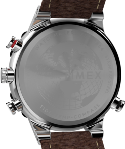 Timex T2N721 — bok zegarka z przyciskami sterującymi i kopertą stalową