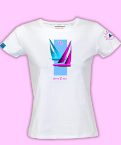 Biała koszulka żeglarska damska Time2Sail Lady – widok z przodu