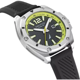Zegarek żeglarski Nautica NAPTCS222 – Tin Can Bay Textured Silicone 3-Hand (Grey/Yellow Black)