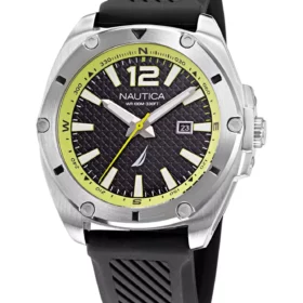 Zegarek żeglarski Nautica NAPTCS222 – Tin Can Bay Textured Silicone 3-Hand (Grey/Yellow Black)