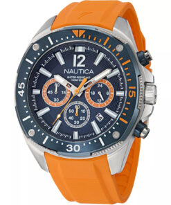 Zegarek żeglarski Nautica NAPBSS504-BOX-SET – Zegarek żeglarski Nautica NAPBSS504 – NCT BlueSail Sporty Set (2 paski: granatowy + pomarańczowy) — zbliżenie tarczy / cyferblatu