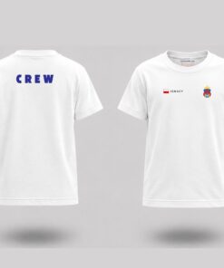 T-shirt na rejs CREW dziecięcy – bok, tył z napisem CREW, przód z imieniem i flagą PL