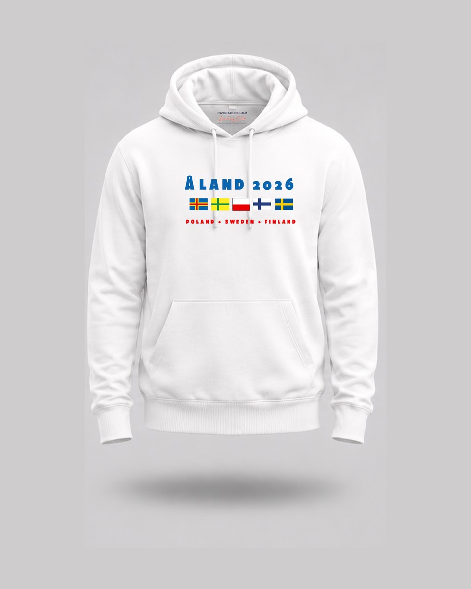 Bluza żeglarska personalizowana kangurka — przód z nadrukiem i kieszenią kangurka