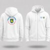 Bluza żeglarska personalizowana rozpinana z zamkiem — komplet załogi, cztery ujęcia: bok, tył z herbem, przód z zamkiem, bok