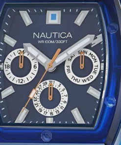 Zegarek żeglarski Nautica NAPSBF501 NCT Starboard – zbliżenie tarczy z subtarczami