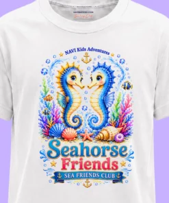 Zbliżenie grafiki Seahorse Friends z konikami morskimi