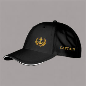 Czapka kapitana CAPTAIN — czarna z daszkiem