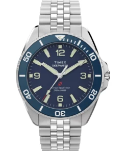 Timex Deepwater Arctic TW2Y64600, 40,5 mm, niebieska tarcza, stalowa bransoleta — tarcza