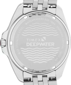 Timex Deepwater Arctic TW2Y64600, 40,5 mm, niebieska tarcza, stalowa bransoleta — dekiel z grawerem
