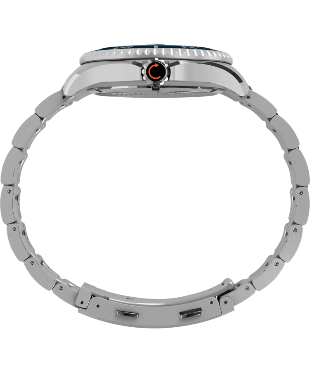 Timex Deepwater Meridian 200 TW2W81900, 44 mm, granatowa tarcza z fakturą fali — profil z koronką