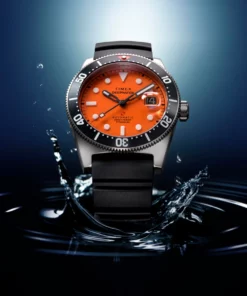 Timex Deepwater Reef 200 Titanium Automatic TW2Y64300, tytan 41 mm, pomarańczowa tarcza — w bryzgach wody